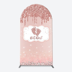 Lofaris Oh Girl Rose Gold Glitter Arch Baby Shower Backdrop