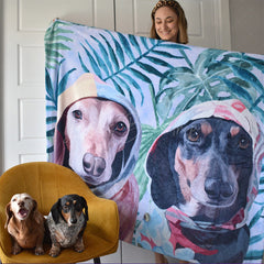 Lofaris Oil Painted Realistic Cute Dogs Custom Pet Blanket