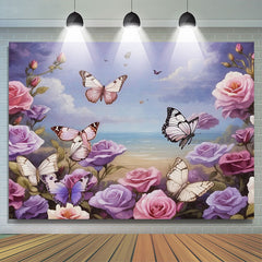 Lofaris Oil Painting Colorful Rose Butterfly Spring Backdrop