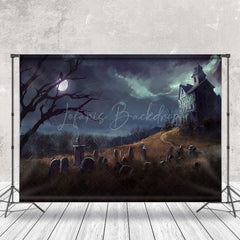 Lofaris Oil Painting Horror Village Cemetery Halloween Backdrop