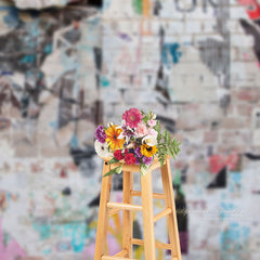 Lofaris Old Billboard With Torn Posters Wall Photo Backdrop