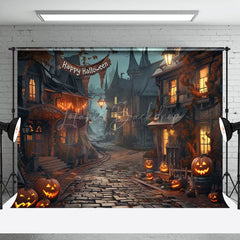 Lofaris Old Scary Street Pumpkins Happy Halloween Backdrop