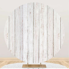 Lofaris Old White Plank Wood Circle Birthday Party Backdrop