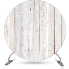 Lofaris Old White Plank Wood Circle Birthday Party Backdrop