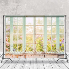 Lofaris Old Wood Window Spring Floral Scene Photo Backdrop