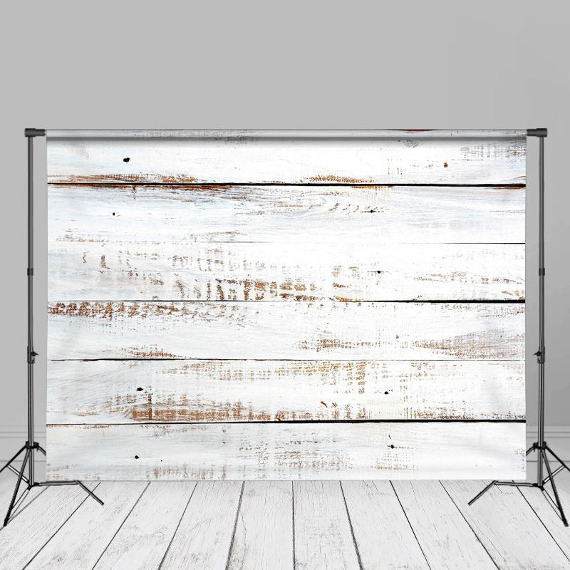 Lofaris Old Wooden Grain White Portrait Photo Backdrop