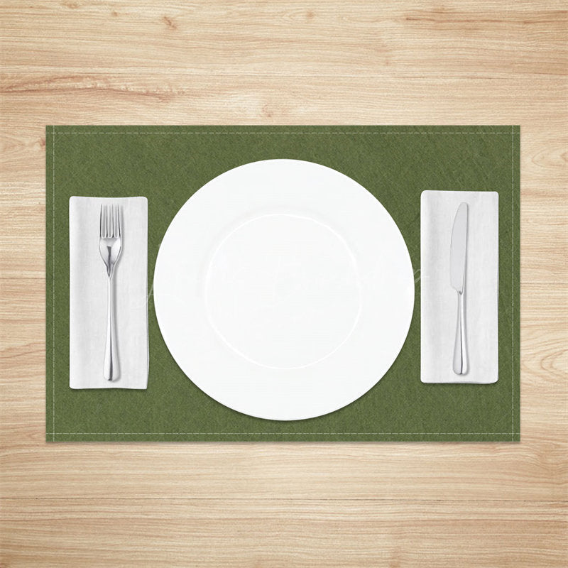 Lofaris Olive Green Solid Color Simple Set Of 4 Placemats