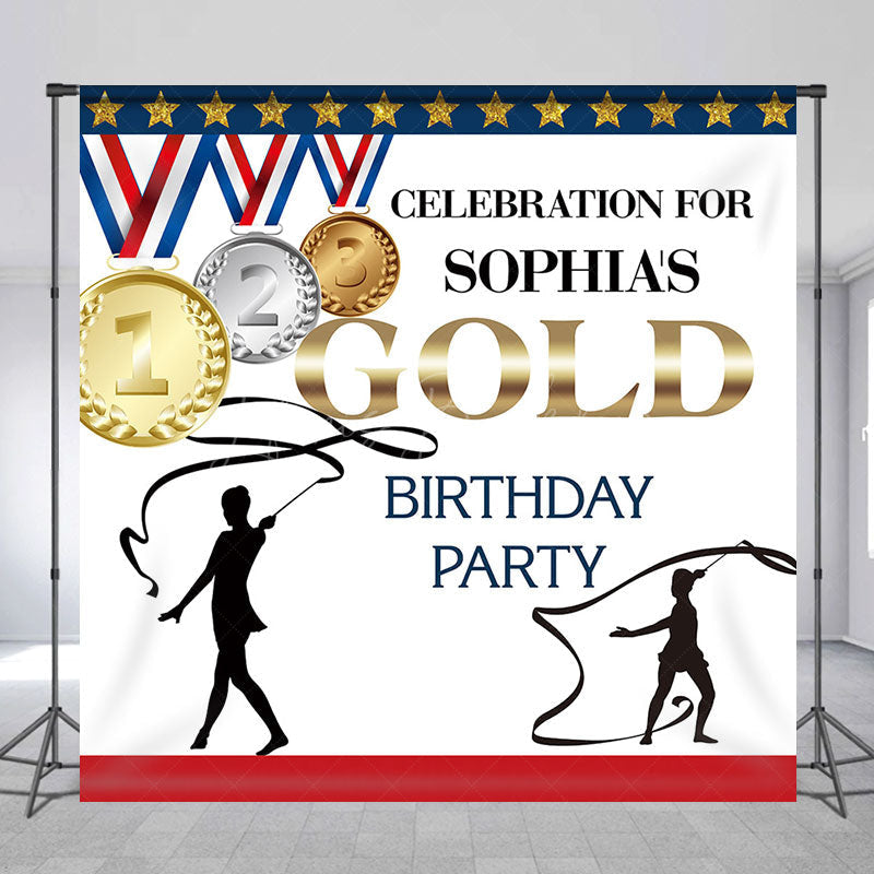 Lofaris Olympics Celebrate Gold Custom Birthday Backdrop