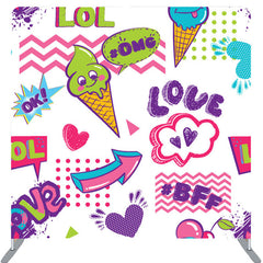 Lofaris Omg Love Icecream Heart Fabric Valentines Day Backdrop