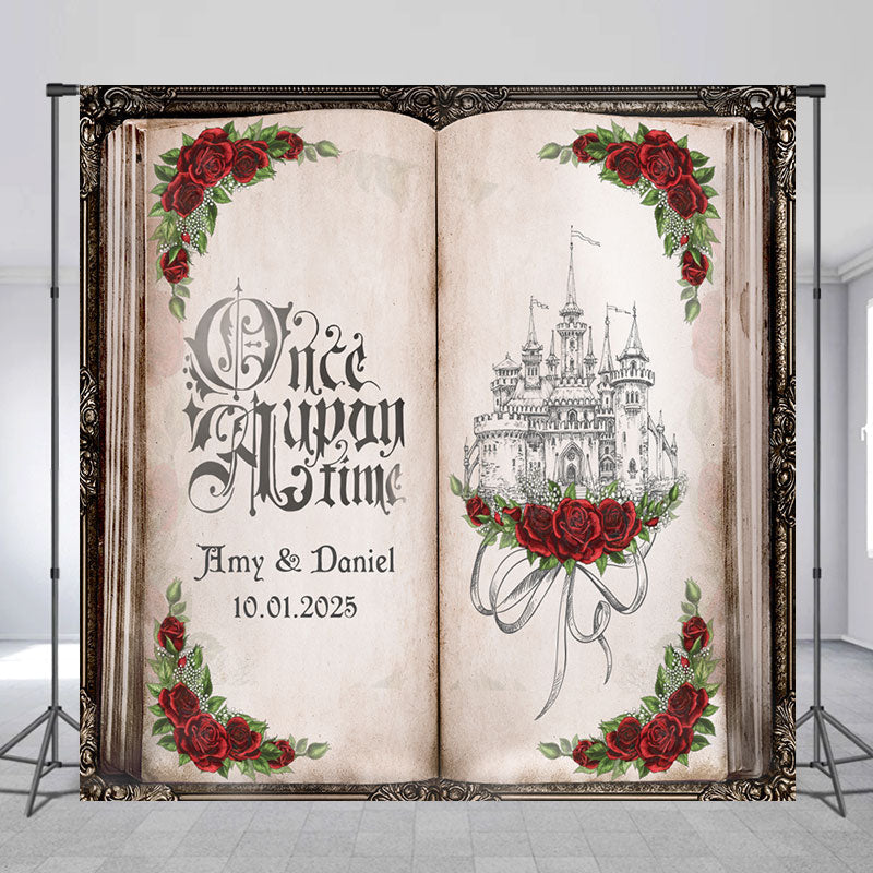 Lofaris Once Upon A Time Book Roses Custom Wedding Backdrop