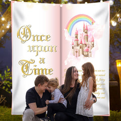 Lofaris Once Upon Pink Fairy Book Custom Birthday Backdrop