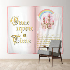 Lofaris Once Upon Pink Fairy Book Custom Birthday Backdrop