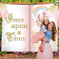 Lofaris Once Upon Pink Fairy Book Custom Birthday Backdrop