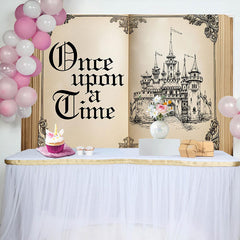 Lofaris Once Upon Retro Fairy Book Castle Birthday Backdrop