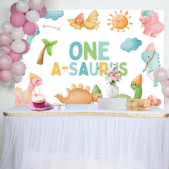 Lofaris One A Saurus Carton Dinosaur World Birthday Backdrop