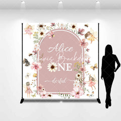 Lofaris One Derful Dust Pink Floral Custom Birthday Backdrop