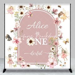 Lofaris One Derful Dust Pink Floral Custom Birthday Backdrop