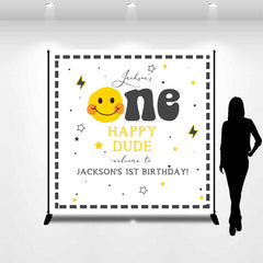 Lofaris One Happy Dude Smile Face Custom Birthday Backdrop