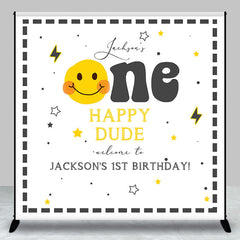 Lofaris One Happy Dude Smile Face Custom Birthday Backdrop