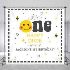 Lofaris One Happy Dude Smile Face Custom Birthday Backdrop