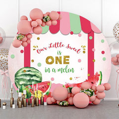 Lofaris One In A Melon Cute Fruits Round Birthday Backdrop