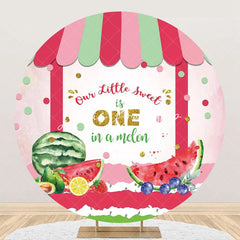 Lofaris One In A Melon Cute Fruits Round Birthday Backdrop