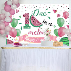 Lofaris One In A Melon Rose Gold Glitter Birthday Backdrop