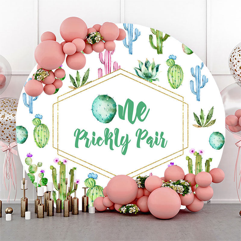 Lofaris One Prickly Pair Cactus Round 1st Birthday Backdrop