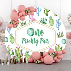 Lofaris One Prickly Pair Cactus Round 1st Birthday Backdrop