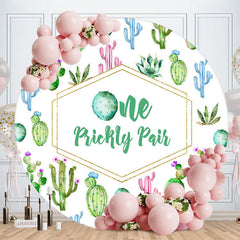 Lofaris One Prickly Pair Cactus Round 1st Birthday Backdrop