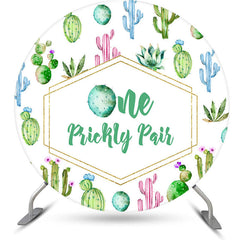 Lofaris One Prickly Pair Cactus Round 1st Birthday Backdrop