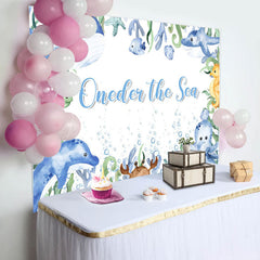 Lofaris Oneder The Sea Blue Animals 1st Birthday Backdrop