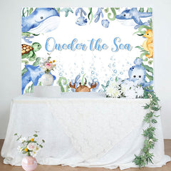 Lofaris Oneder The Sea Blue Animals 1st Birthday Backdrop