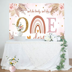 Lofaris Onederful Floral Rainbow Boho 1st Birthday Backdrop