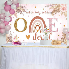 Lofaris Onederful Floral Rainbow Boho 1st Birthday Backdrop