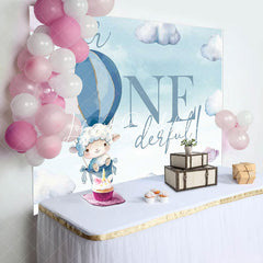 Lofaris Onederful Hot Air Balloon Lamb 1st Birthday Backdrop