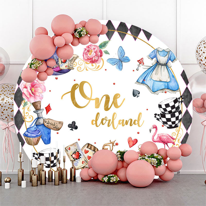 Lofaris Onederland Dress Floral Round 1st Birthday Backdrop