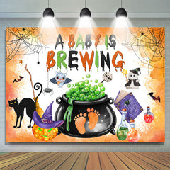 Lofaris Orange A Baby Brewing Halloween Shower Backdrop