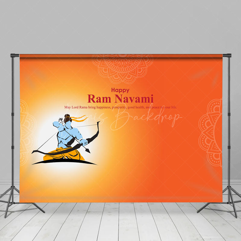 Lofaris Orange Archery Lord Rama Happy Ram Navami Backdrop