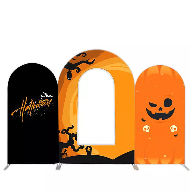 Lofaris Orange Black Bat Halloween Party Arch Backdrop Kit