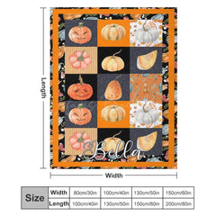 Lofaris Orange Black Plaid Halloween Custom Name Blanket