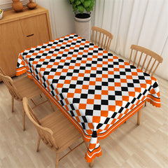 Lofaris Orange Black White Argyle Dining Room Tablecloth