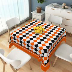 Lofaris Orange Black White Argyle Dining Room Tablecloth