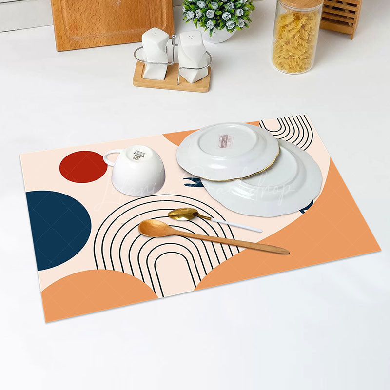 Lofaris Orange Blue Red Modern Black Line Set Of 4 Placemats