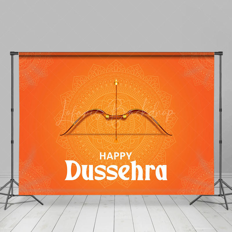 Lofaris Orange Crossbow Arrow Indian Happy Dussehra Backdrop