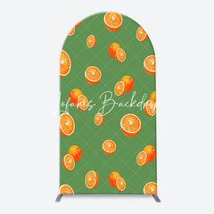 Lofaris Orange Green White Plaid Birthday Arch Backdrop Kit