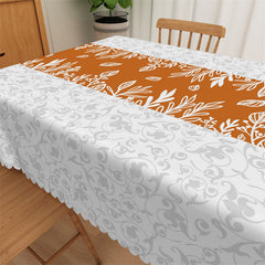 Lofaris Orange Grey Leaves Pastoral Rectangle Tablecloth