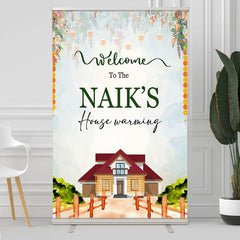 Lofaris Orange Lantern Watercolor Housewarming Welcome Sign