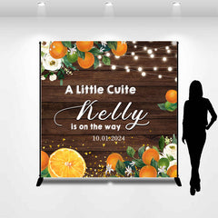 Lofaris Orange Lights Wood Cutie Custom Baby Shower Backdrop