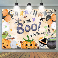 Lofaris Orange Little Boo Halloween Baby Shower Backdrop